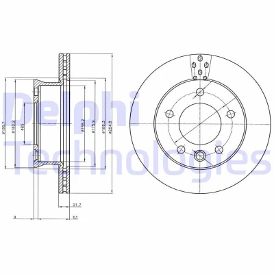 Immagine di DELPHI BG4067 Disco freno 285 22 5 ventilato Oleato ad alto tenore di carbonio senza cuscinetto ruota, anello sensore ABS