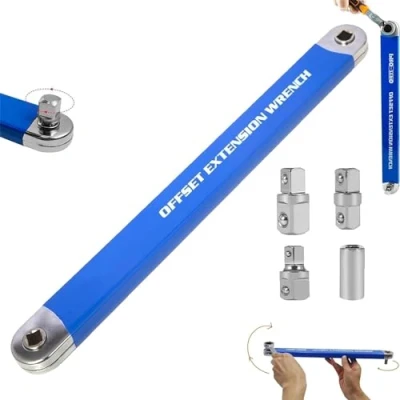 Immagine di GFYWZ Offset Extension Wrench, Chiave Di Prolunga Universale, Barra Per Inglese, Tight Reach Wrench with 1/4&quot; 3/8&quot; 1/2&quot; Square Drive Adapters