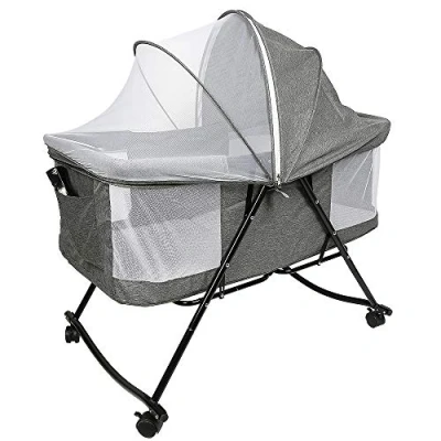 Immagine di OHMG 2 in 1 Culla Co sleeping con Materasso e zanzariera,Cododo Relevable Camera Bambino Completa Zanzariera per Neonati da 36 Mesi,Culla Fianco Letto (96x57x77cm (grigio))