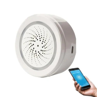 Immagine di Allarme sirena WiFi, per Tuya Smart Siren con sensore di temperatura e umidità, volume regolabile a 3 livelli, funzione controllo remoto