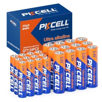 Immagine di Batterie alkaline AAA(LR03 12pcs),AA(LR6 12pcs) combinazione 1,5V per giocattolo,mouse,telecomando,conservazione 10 anni,confezione da 24,PKCELL