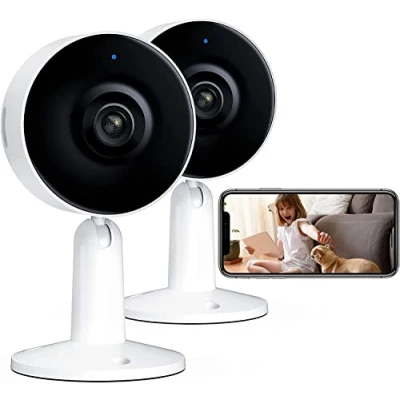 Immagine di ARENTI 1080P HD Indoor Security Camera Baby Monitor, WiFi Nanny Camera, Wide Angle Pet Night Vision, 2 Way Audio, AI Human Motion&amp;Sound Detection, Compatible with Alexa and Google (White 2PC)