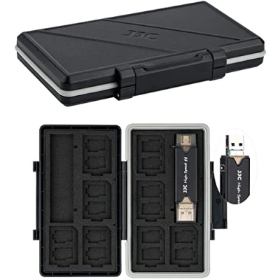 Immagine di JJC Custodia impermeabile per schede di memoria con lettore USB 3.0 16 Micro SD SDXC SDHC + 8