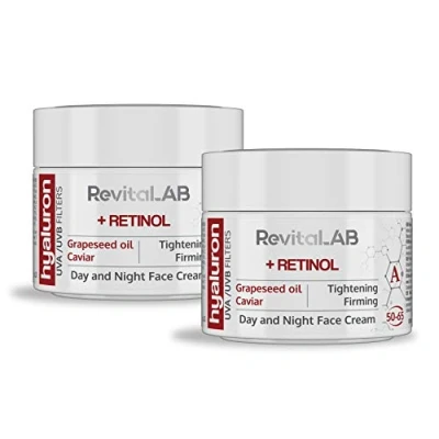 Immagine di RevitaLAB Hyaluron Anti Aging Day and Night Cream, Enriched with Retinol, Caviar Red Grape for Ages 50 65, ml (multipack)