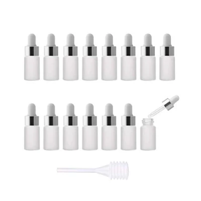 Immagine di Enslz 15pcs 3ml Mini Vacío Frosted Aceite Esencial Frasco cuentagotas de Vidrio Botellas Reutilizables Vial Nasal botella recargable (3ml, Plata)