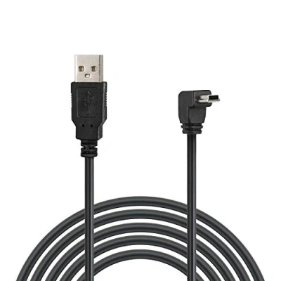 Immagine di Wicked Chili MiniUSB Cavo Compatibile con Garmin Navi 1240, 1350T, 1390T(PRO), 350, 360, 610T, 650, 660TFM, 670TFM Dati Hi Speed angolato per Sistema di Navigazione (1,8m) Nero
