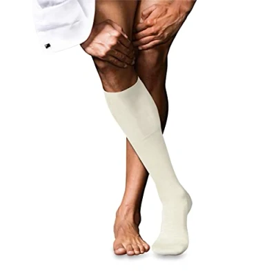 Immagine di FALKE No. 6 M KH lana seta al ginocchio tinta unita 1 paio, Calzini lunghi Uomo, Bianco (Woolwhite 2060), 39 40