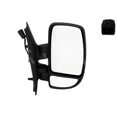 Immagine di specchio retrovisore esterno Alkar 9226905 Dx nero elettrico termico, con a grandangolo, Braccio corto, convesso per veicolo gui