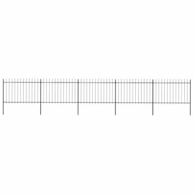 Immagine di vidaXL Recinzione da Giardino con Punta a Lancia Decorativa Robusta Pannelli e Pali Recinto Barriera Esterna in Acciaio Verniciato 8,5x1,2 m Nero