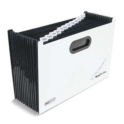 Immagine di Rapesco 1624 SupaFile Plus Portadocumenti a Soffietto A4+ con 13 Tasche, Bianco/Nero