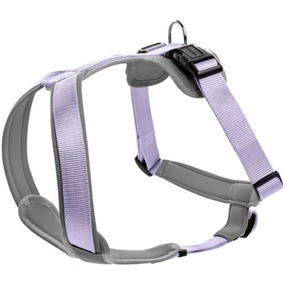 Immagine di HUNTER Imbracatura per Cani NEOPREN, Colore: Lavanda/Grigio, Nylon Resistente, Imbottita con Morbido Neoprene, Materiale Riflettente 3M Scotchlite Reflective 3M, Facile da Pulire,