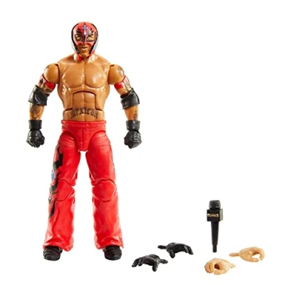 Immagine di Mattel WWE Rey Mysterio Royal Rumble Elite Collection Action Figure, con accessori iconici e un pezzo per costruire Dok Hendrix, gioco o collezione, giocattolo bambini 8+ anni, HKP15