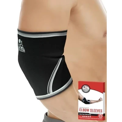 Immagine di Nordic Lifting Gomitiere (1 paio) Supporto e Compressione per Sollevamento Pesi, Powerlifting, Tennis Fasce in Neoprene da 5 mm Migliori Prestazioni Sia Donna che Uomo