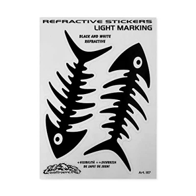Immagine di 4R Quattroerre.it 1117 Adesivi Sticker Light Marking Rifrangenti Lisca Pesce, 10 x 12 cm