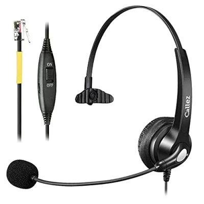 Immagine di Cuffie Telefono Fisso con Microfono a Cancellazione del Rumore, Auricolare RJ9 Compatibile Grandstream GXP1630 1620 1610 Yealink SIP T21P T23G T41 T46 Snom D785 D710 Avaya 1608 1616 9611G Telefoni