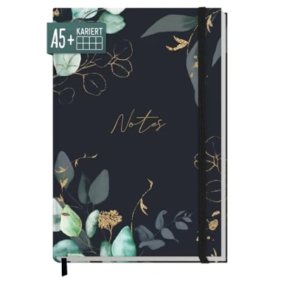 Immagine di Trendstuff by Häfft taccuino formato A5+ a quadretti con elastico, 156 pagine, 78 fogli come Bullet Journal, diario, sostenibile e rispettoso del clima