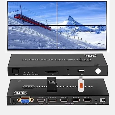 Immagine di 4 in4 out HDMI Video Wall Controller 2x2, supporto 4K ingresso TV Controller, 1080P uscita Processor, 180 gradi ruotare 1x2, 1x3, 1x4, 2x1, 3x1x4x1