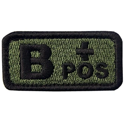 Immagine di Tattico Tipo B positivo Gruppo sanguigno con Fissaggio Chiusura a uncino e asola Ricamata Toppa, Olive Drab