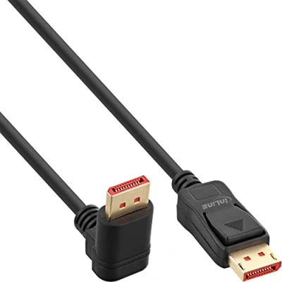 Immagine di InLine ® 17152U Cavo DisplayPort 1.4, 8K4K, angolato verso il basso, nero/oro, 2 m