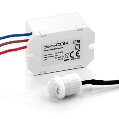 Immagine di deleyCON 1x Mini Infrarossi Rilevatore di Movimento All&#039;interno Portata 6m a 360 la Costruzione Più Piccola Quasi Invisibile IP20 da Incasso Bianco