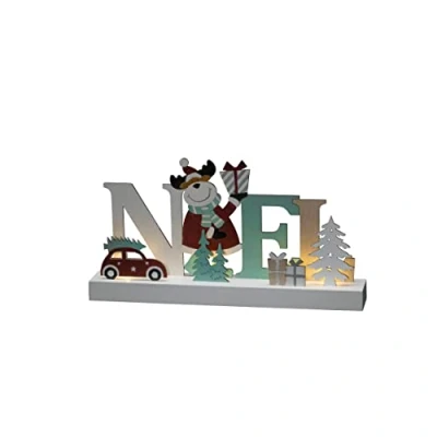 Immagine di Konstsmide Silhouette in Legno a LED Noël, Colorata, Timer 6H, 4 diodi Luce Bianca Calda, Funzionamento, Interno, 2 batterie AA da 1,5 V (Non Incluse), Multicolore