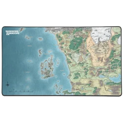 Immagine di Konix Tappetino per mouse da gioco Dungeons &amp; Dragons XXL 80 x 46 cm, base antiscivolo, design Faerûn Card