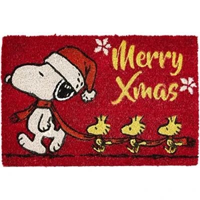 Immagine di Excelsa Peanuts Christmas Zerbino Ingresso, Fibra di Cocco, Rosso, 40 x 60 cm