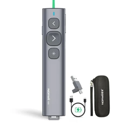 Immagine di NORWII USB C Presentation Clicker with Green Pointer, Rechargeable PowerPoint Clicker, Remote, Long Range Wireless Presenter for ipad/mac/Laptop/e Book
