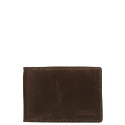 Immagine di Fossil Derrick Set di portafogli in pelle o poliestere per uomo, 10 cm L x 1.5 W 7 H, Marrone