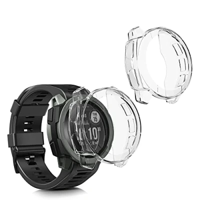 Immagine di kwmobile Set 2X Custodia Smartwatch Compatibile con Garmin Instinct 2 Solar/Instinct Cover Case Trasparente Protezione Orologio Fitness