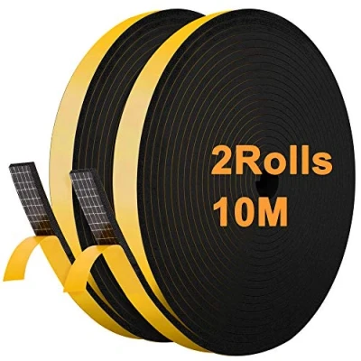 Immagine di JEMESI Striscia di Gomma 12mm(W)*6mm(H)*10m(L), Finestrini Prova collisione e Isolamento Acustico Strisce Adesive per Fessure (Nero)