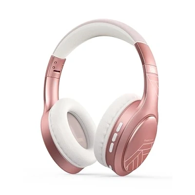 Immagine di PowerLocus Cuffie Bluetooth, Over Ear con 60 ore di riproduzione, 3 modalità EQ, Wireless Pieghevoli, Microfono, Hi Fi Bassi Profondi per Viaggio/Android/Corso Online