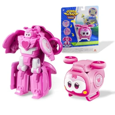 Immagine di Super Wings Transformations Supercharged Jett Pet, figura di gioco per bambini alta circa 6 cm, aeroplano e robot giocattolo bambine 3 anni oltre