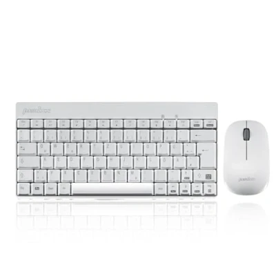 Immagine di Perixx PERIDUO 712, Mini tastiera e mouse wireless dimensioni con ricevitore Nano 2,4 Gh Bianco Leggero piccolo