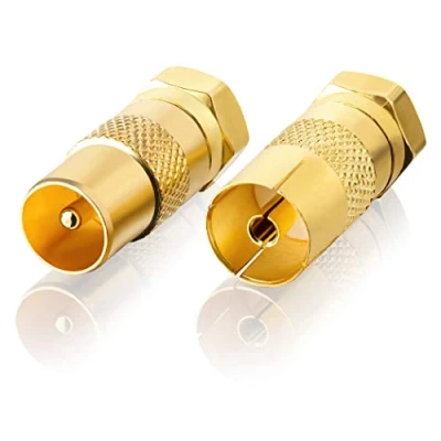 Immagine di SEBSON Adattatore Antenna Satellitare Set 1x Spina F a Coassiale (IEC), Presa (IEC) per Cavo TV