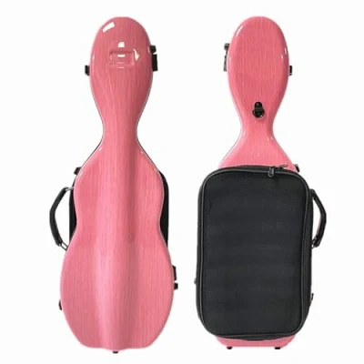 Immagine di LANDTOM Custodia per violino 4/4 e 3/4 in fibra di carbonio, con doppie tracolle, resistente alla pressione all&#039;usura, trasportabile ad aria, borsa spartiti musicali (rosa)