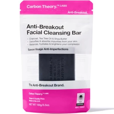 Immagine di Carbon Theory Charcoal &amp; TEA TREE OIL Breakout Control Facial Cleansing BAR Detergente, Taglia: 100 g,