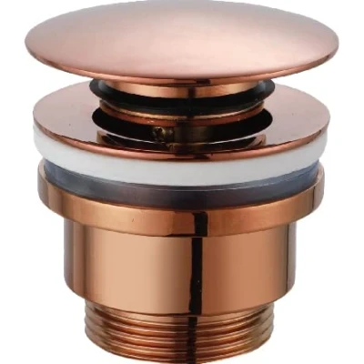 Immagine di Mice Valvola a Click Clack adatta per lavabi e bidet, facile installazione, tappi di scarico lavandino, universale, con o senza bordo, pop up, colore oro rosa brillante VCC016