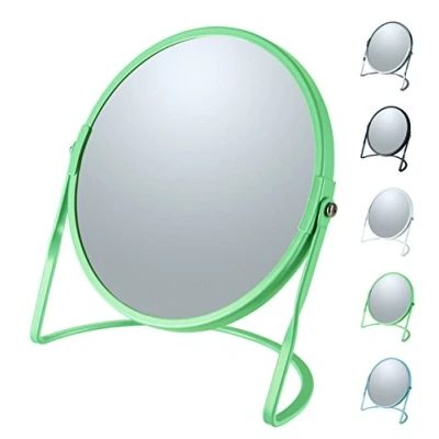 Immagine di Spirella Collezione Akira, Specchio da Pavimento per toeletta O Bagno 18,4 X 10,5 (Reversibile: 100% E X5 aumenti), Acciaio, Verde, 18.4 10.5