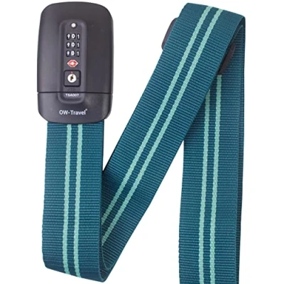 Immagine di OW Travel Cinghia TSA per Valigia (1 Pezzo Blu/Verde) Cintura Codice Personalizzata Identificare la Valigia. Cinghie TSA. Strap lock valigie con combinazione bagagli.