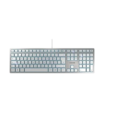 Immagine di CHERRY KC 6000 SLIM, Tastiera di design Ultrapiatta, Layout per i Paesi Nordici (QWERTY), Con Filo (Porta USB A), Tasti Silenziosi, Scritte a lunga Durata, Argento