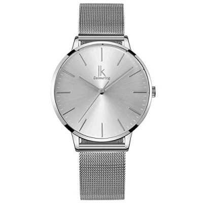 Immagine di Alienwork Orologio Donna Argento Cinturino in Maglia Metallo Ultra Sottile