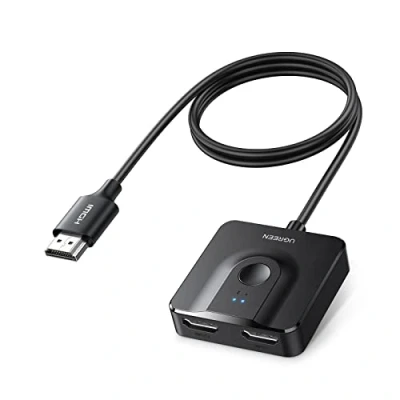 Immagine di UGREEN Switch HDMI 4K 60Hz 2 Ingressi a 1 Uscita con Cavo da 1M Bidirezionale Splitter1 In Out Switcher Supporto HDR 3D HDCP2.2 Compatibile TV Box Stick PS5 PS4 Xbox One, Blu Ray, HDTV