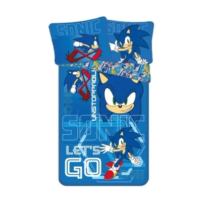 Immagine di Jerry Fabrics Sonic The Hedgehog Let&#039;s go Design Set copripiumino 140 x 200 cm, biancheria da letto double face con federa 70 90 blu