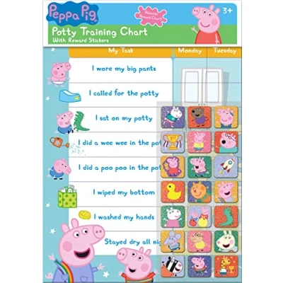 Immagine di Paper Projects 01.70.30.022 Peppa Pig Tabella ricompensa per l&#039;addestramento al vasino e WC, con 56 adesivi scintillanti, colore: rosa