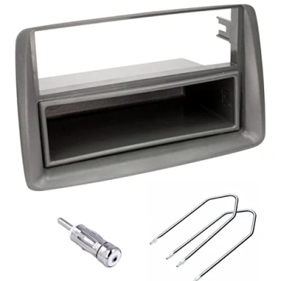 Immagine di Sound Way Kit Montaggio Autoradio, Mascherina 1 DIN con Cassetto, Adattatore Antenna, Chiavi di Smontaggio, Compatibile Fiat Panda 2002 2012
