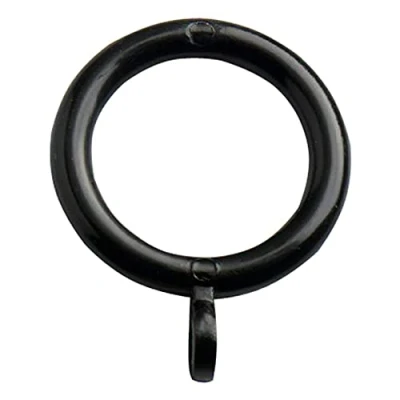 Immagine di Merriway BH04508 Anelli in Plastica con Occhiello Fisso per Aste Tendaggi, Nero, Set di 24 Pezzi