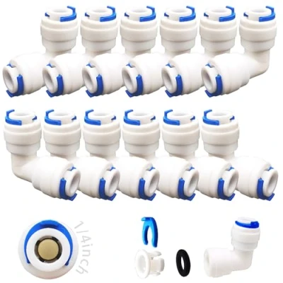 Immagine di CESFONJER 12 Pcs Raccordo Filtro Acqua Ad Osmosi Inversa Tubo a gomito Raccordi Pressione con Distributori di Ghiaccio che Utilizzano un Filtraggio dell&#039;acqua da 1/4&quot;