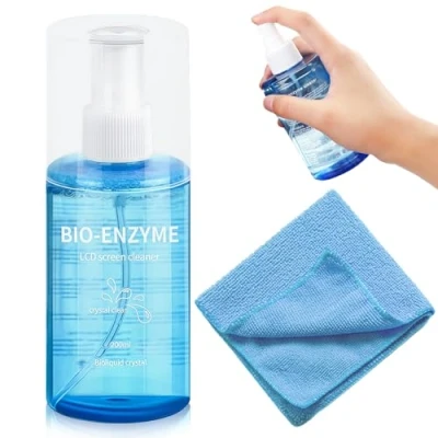 Immagine di 200ml Detergente Schermi Elettronici, Kit Pulizia Schermi, Spray + Panno Microfibra, Per Monitor, Laptop, Smartphone, TV, Ogni Tipo di Schermo Digitale