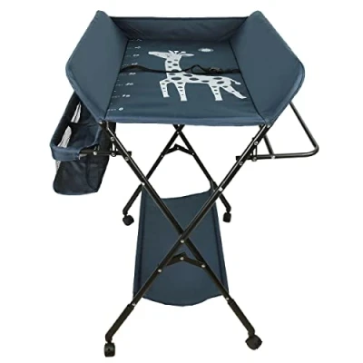 Immagine di Fasciatoio Pieghevole per Bagnetto Neonati, Tavolo Cambio Pannolini Multifunzionale Portatile, Altezza Regolabile,Fasciatoio con Vaschetta Neonato 2in1,Fasciatoio Portatile